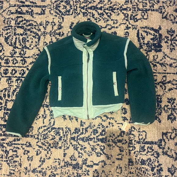 New FP Movement Courtside Fleece Jacket Pacific Combo Green